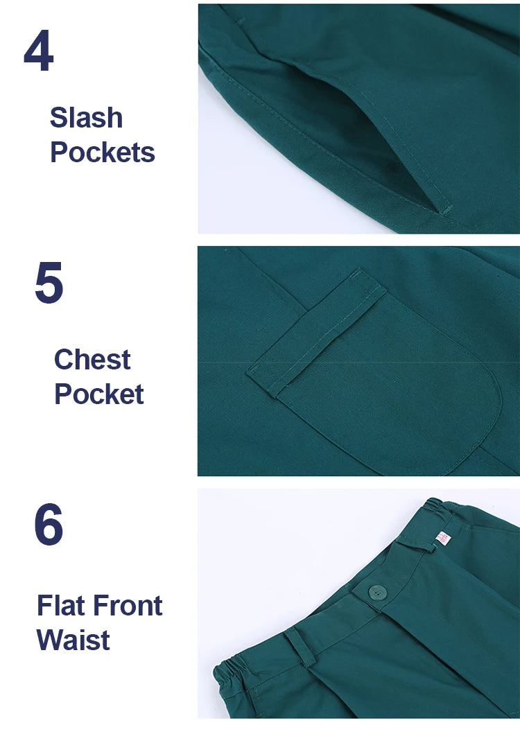 Clearance Scrub Set Uniform Solid Color Workwear Scrubs Uniforms Round Neck Women Men Working Suit Beautician Outfit Top Pant