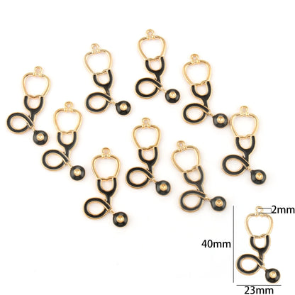 10pcs Nurse Medical Tool Injection Syringe Stethoscope Image Nurse Cap Charm Pendant Necklace Keychain For DIY Jewelry Making