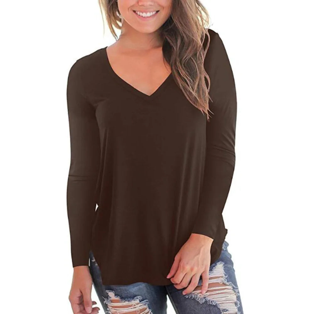 Plus Size S-5xl Summer Women Long Sleeve Women Top V-neck Long-sleeved Women T-shirt Female Oversized T-shirt Women Sexy Tops