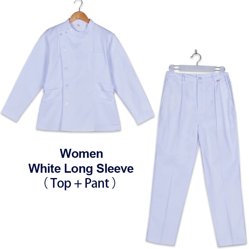 Clearance Scrub Set Uniform Solid Color Workwear Scrubs Uniforms Round Neck Women Men Working Suit Beautician Outfit Top Pant