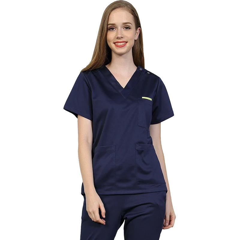 Silky Soft Scrub Set Medical Uniforms Nurse Workwear Solid Color Scrubs Suit Anti-static Top and Pant Dental Hospital Suits 301