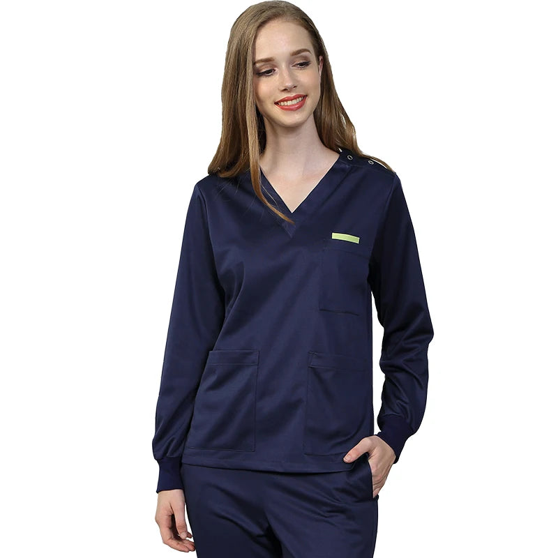 Silky Soft Scrub Set Medical Uniforms Nurse Workwear Solid Color Scrubs Suit Anti-static Top and Pant Dental Hospital Suits 301