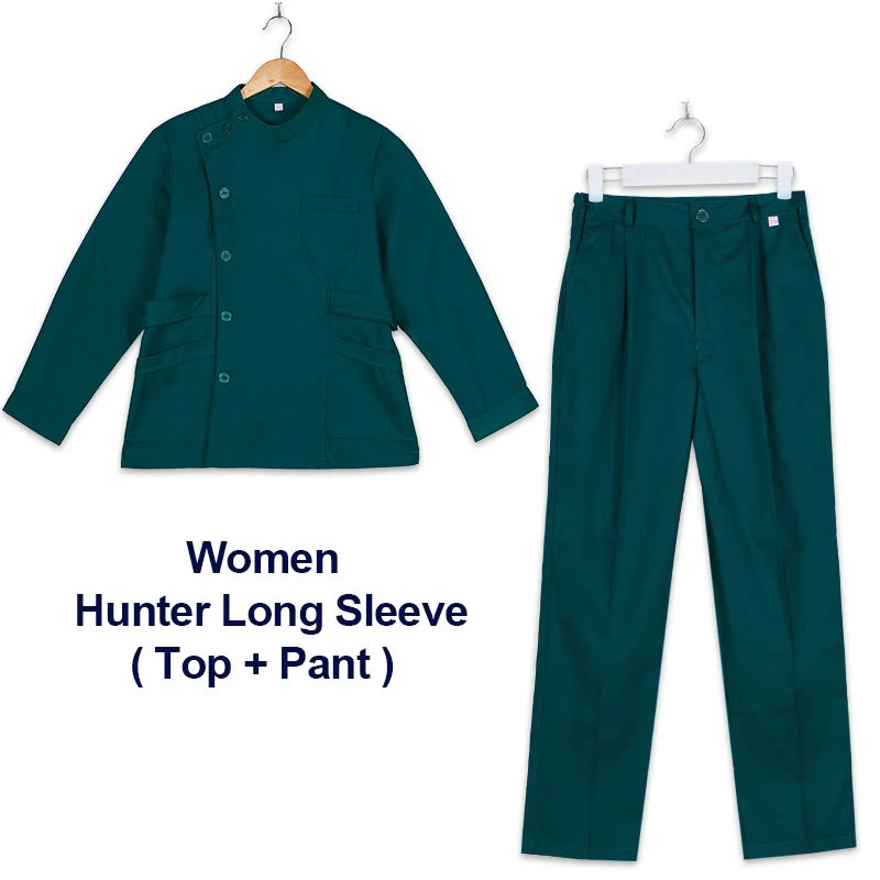 Clearance Scrub Set Uniform Solid Color Workwear Scrubs Uniforms Round Neck Women Men Working Suit Beautician Outfit Top Pant