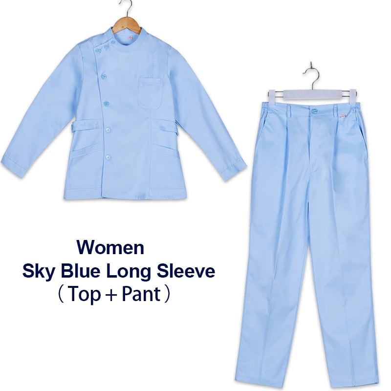 Clearance Scrub Set Uniform Solid Color Workwear Scrubs Uniforms Round Neck Women Men Working Suit Beautician Outfit Top Pant