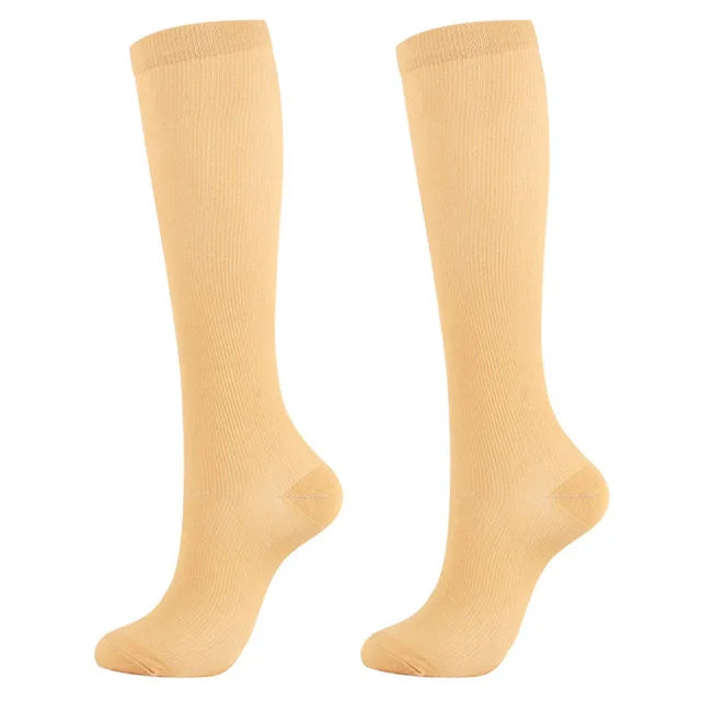 Compression Stockings Blood Circulation Promotion Slimming Compression Socks Anti-Fatigue Comfortable Solid Color Socks