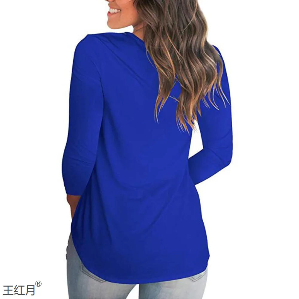 Plus Size S-5xl Summer Women Long Sleeve Women Top V-neck Long-sleeved Women T-shirt Female Oversized T-shirt Women Sexy Tops