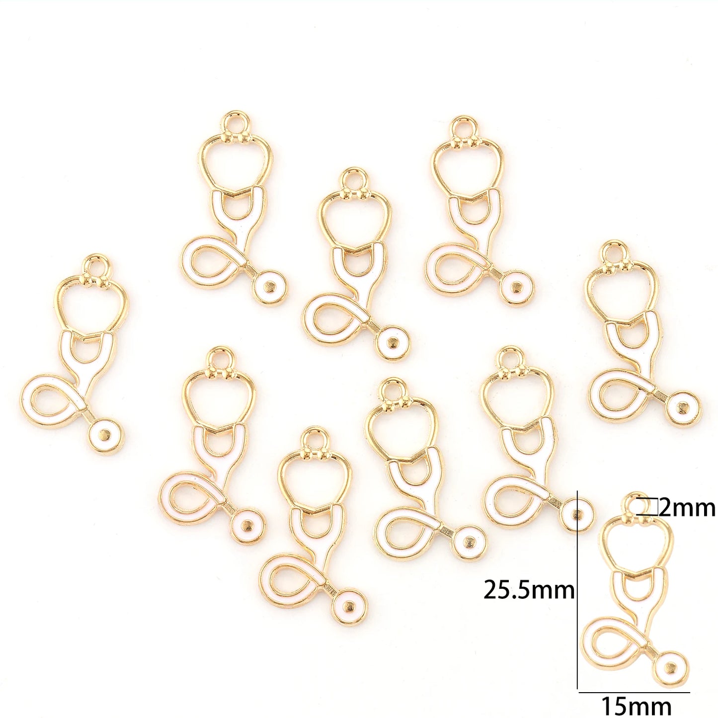 10pcs Nurse Medical Tool Injection Syringe Stethoscope Image Nurse Cap Charm Pendant Necklace Keychain For DIY Jewelry Making