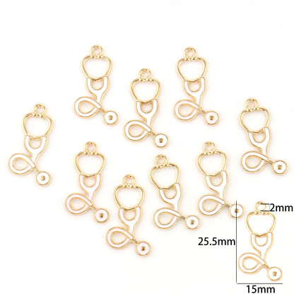 10pcs Nurse Medical Tool Injection Syringe Stethoscope Image Nurse Cap Charm Pendant Necklace Keychain For DIY Jewelry Making