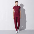 High Quality Denim Gray Scrubs Suits Tooth Check Workwear Spa Uniforms Beautician Scrub Work Suit Wholesale Scrubs Women Uniform
