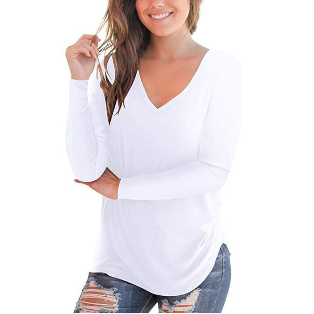Plus Size S-5xl Summer Women Long Sleeve Women Top V-neck Long-sleeved Women T-shirt Female Oversized T-shirt Women Sexy Tops