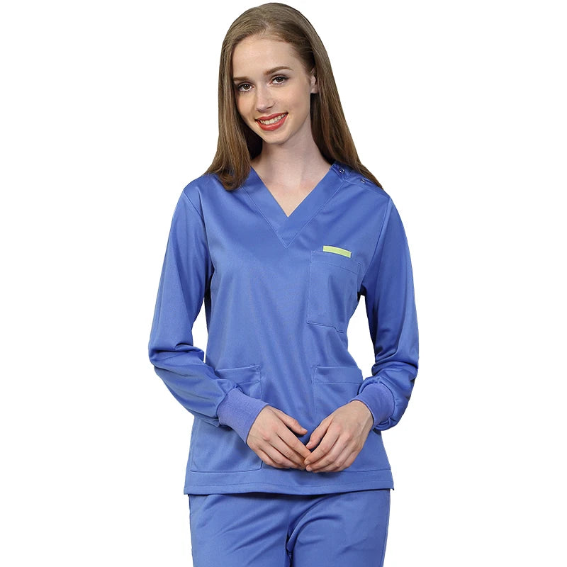Silky Soft Scrub Set Medical Uniforms Nurse Workwear Solid Color Scrubs Suit Anti-static Top and Pant Dental Hospital Suits 301
