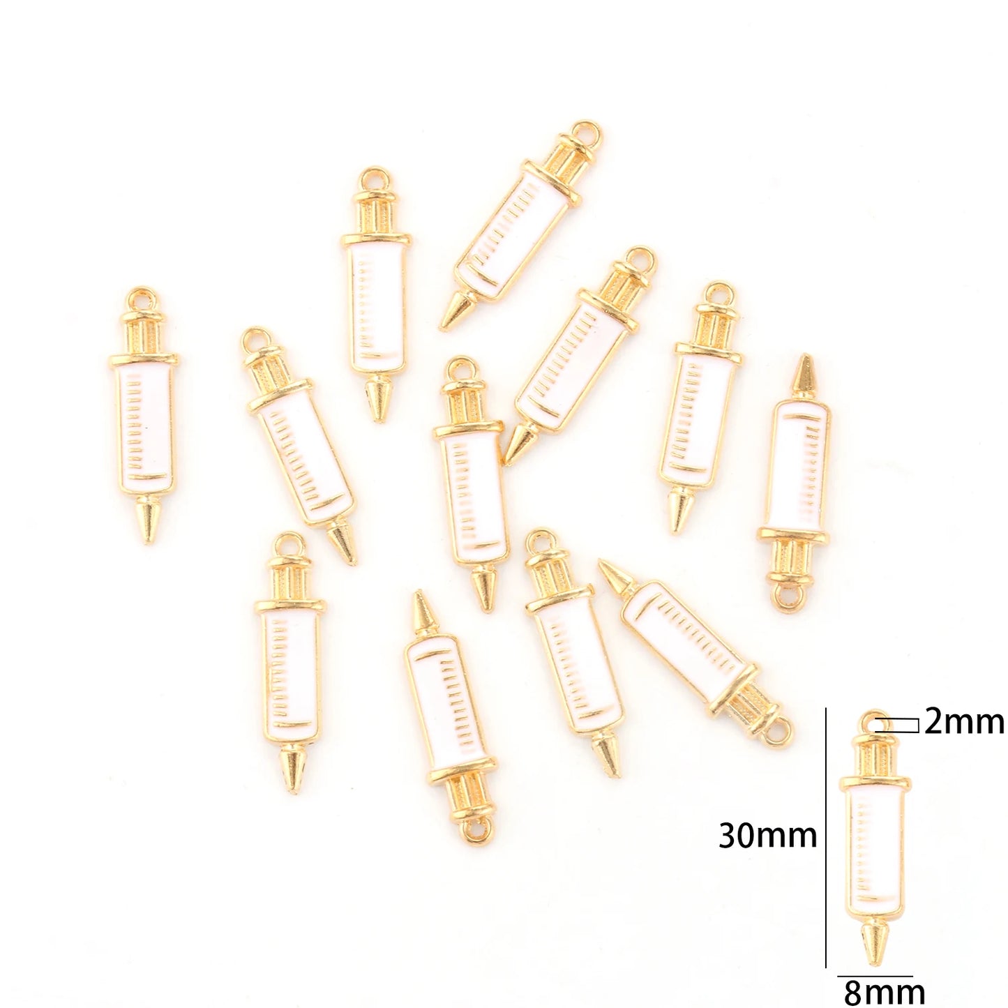 10pcs Nurse Medical Tool Injection Syringe Stethoscope Image Nurse Cap Charm Pendant Necklace Keychain For DIY Jewelry Making