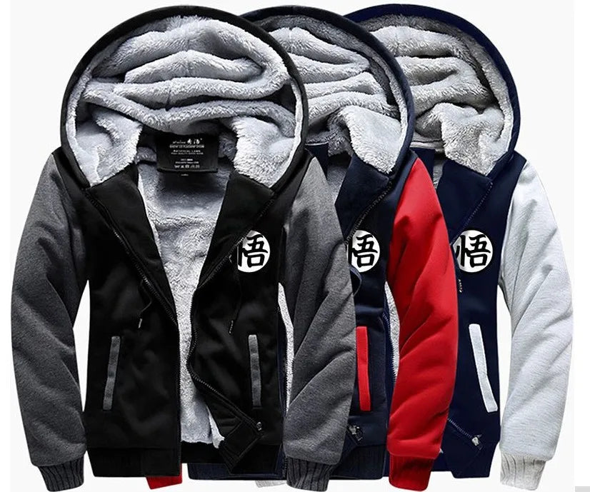 Autumn Winter Jackets Anime Sweatshirt Men Fashion Streetwear Fleece Hoodie Men's Sportswear  Jacket
