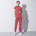 High Quality Denim Gray Scrubs Suits Tooth Check Workwear Spa Uniforms Beautician Scrub Work Suit Wholesale Scrubs Women Uniform