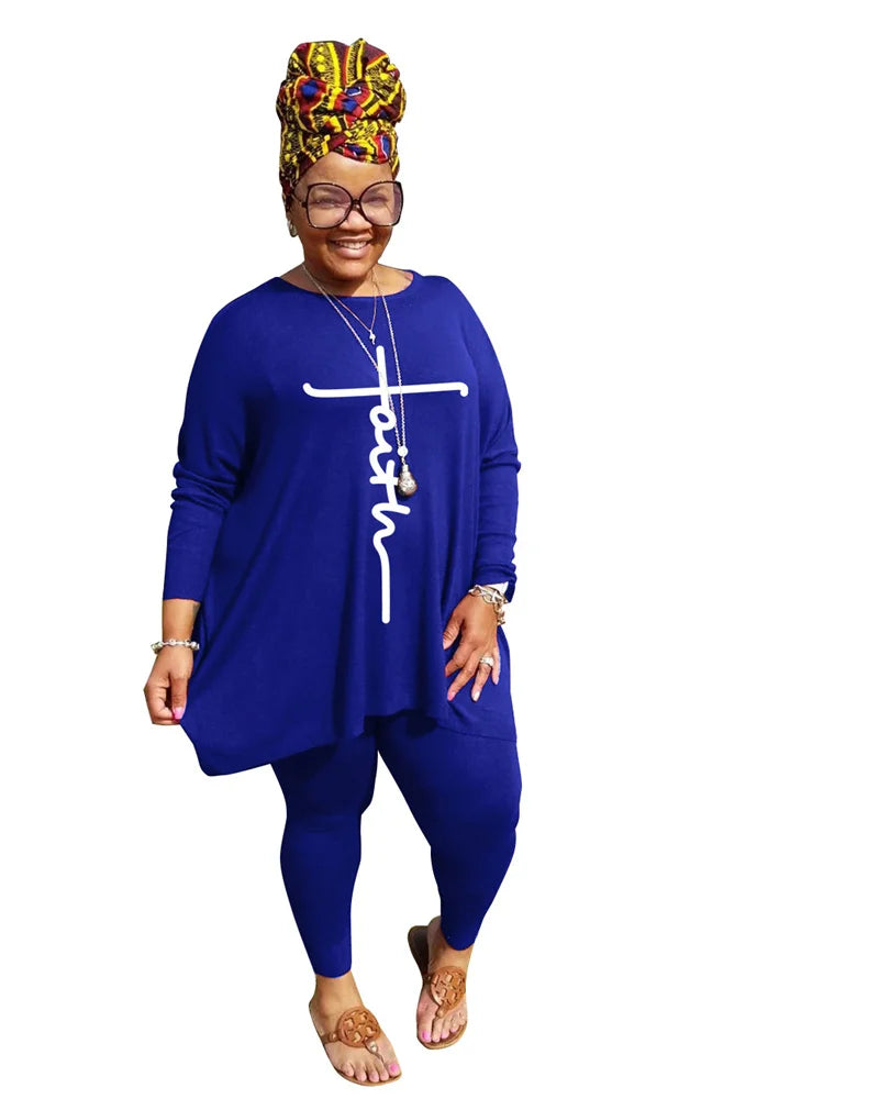 Plus Size Two Piece Set Women Clothing 2021 Crop Top Loog Sleeve Solid Pants Sets Fall Clothes Tracksuit Wholesale Dropshipping