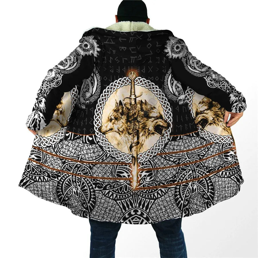 Winter Men For Women Hooded Cloak Darkness Wolf Love Gets you Hurt 3D All Over Prined Fleece wind breaker Warm Hood Cloak
