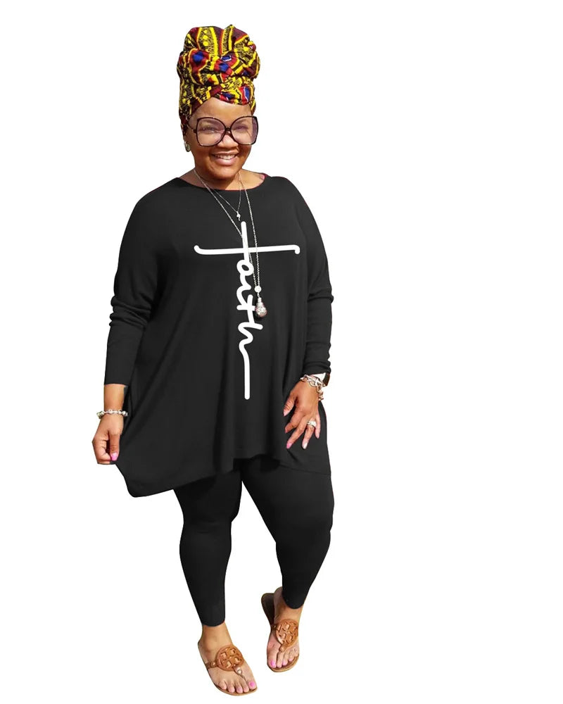 Plus Size Two Piece Set Women Clothing 2021 Crop Top Loog Sleeve Solid Pants Sets Fall Clothes Tracksuit Wholesale Dropshipping