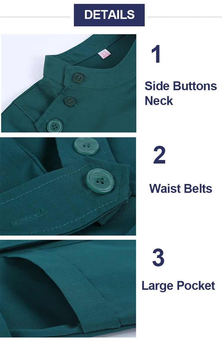 Clearance Scrub Set Uniform Solid Color Workwear Scrubs Uniforms Round Neck Women Men Working Suit Beautician Outfit Top Pant