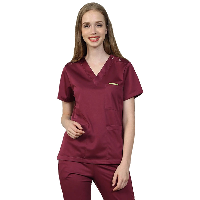 Silky Soft Scrub Set Medical Uniforms Nurse Workwear Solid Color Scrubs Suit Anti-static Top and Pant Dental Hospital Suits 301