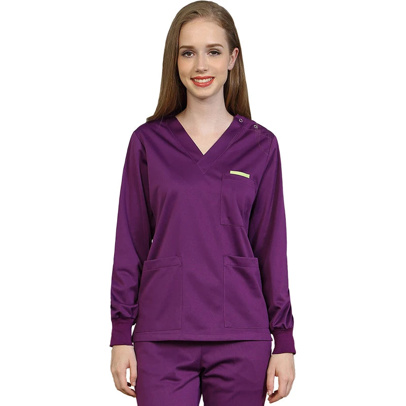 Silky Soft Scrub Set Medical Uniforms Nurse Workwear Solid Color Scrubs Suit Anti-static Top and Pant Dental Hospital Suits 301