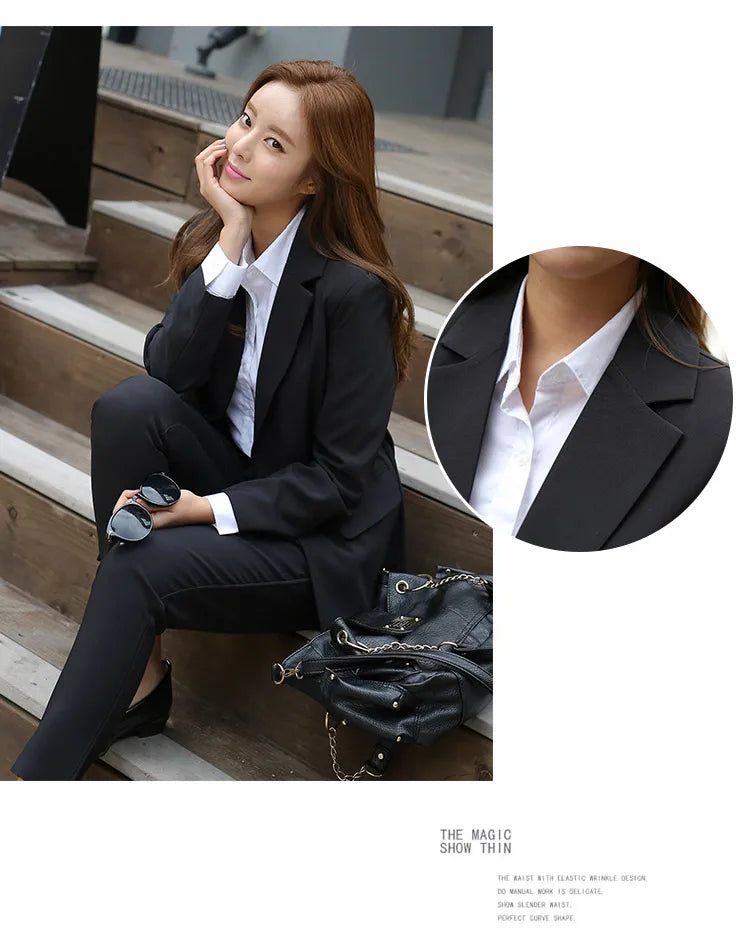 New Arrived Women Suit Fashion Slim Business Office OL Dark Green Jacket Set Formal Blazer + Pants Suits Feminino Female