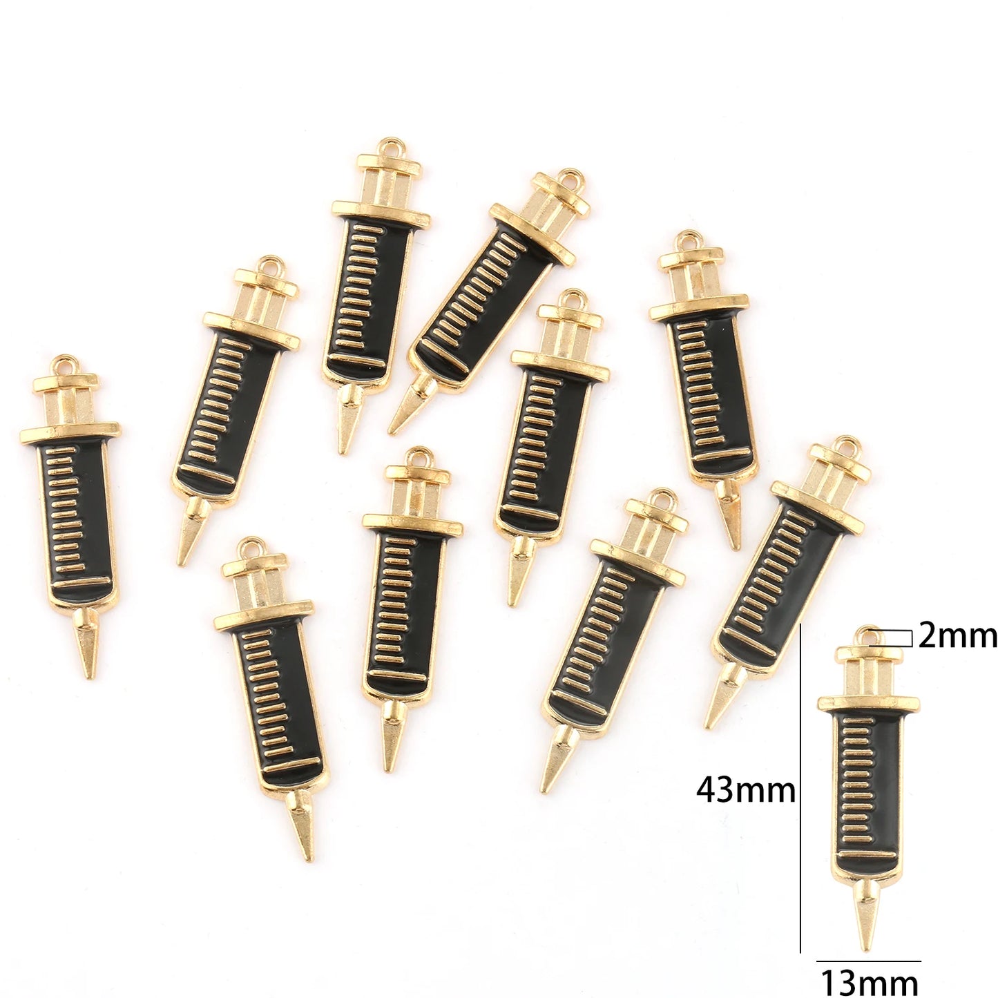 10pcs Nurse Medical Tool Injection Syringe Stethoscope Image Nurse Cap Charm Pendant Necklace Keychain For DIY Jewelry Making