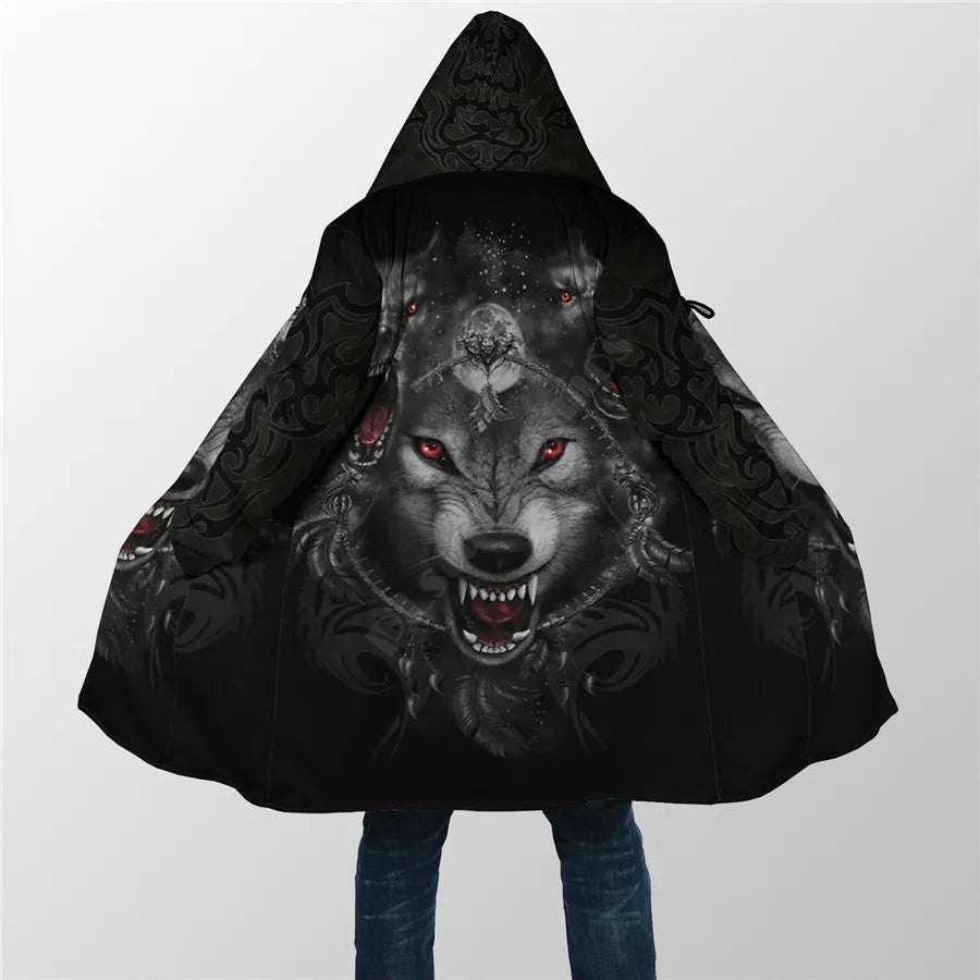 Winter Men For Women Hooded Cloak Beautifull White Wolf 3D All Over Prined Fleece wind breaker Warm Hood cloak