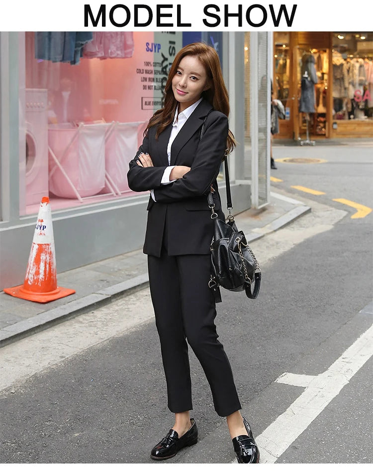 New Arrived Women Suit Fashion Slim Business Office OL Dark Green Jacket Set Formal Blazer + Pants Suits Feminino Female
