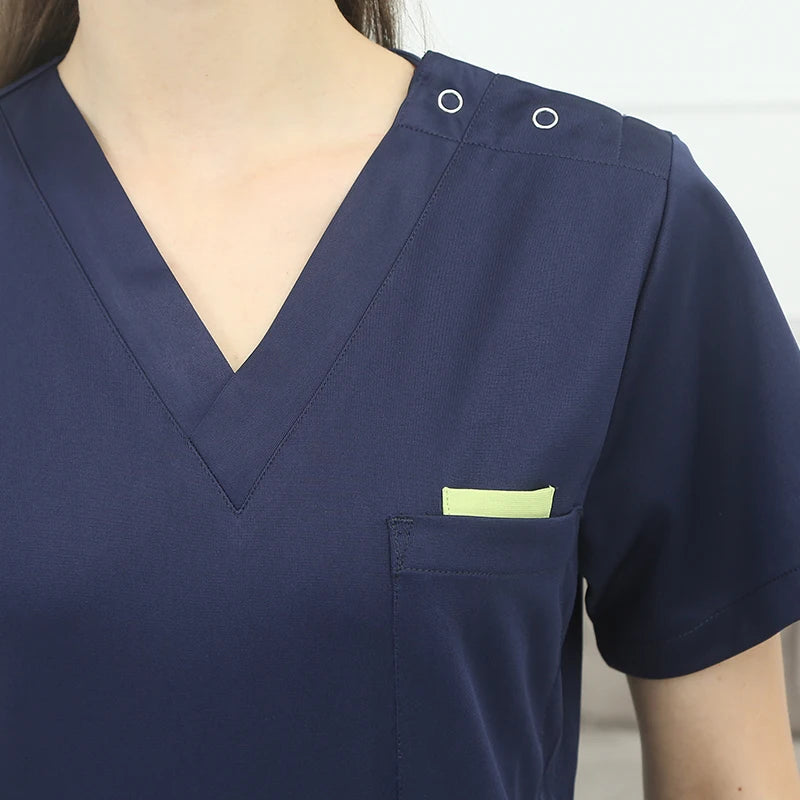 Silky Soft Scrub Set Medical Uniforms Nurse Workwear Solid Color Scrubs Suit Anti-static Top and Pant Dental Hospital Suits 301