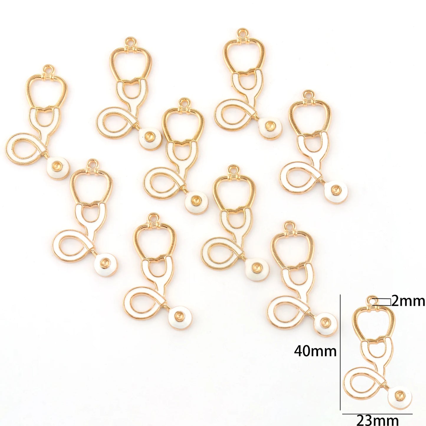 10pcs Nurse Medical Tool Injection Syringe Stethoscope Image Nurse Cap Charm Pendant Necklace Keychain For DIY Jewelry Making