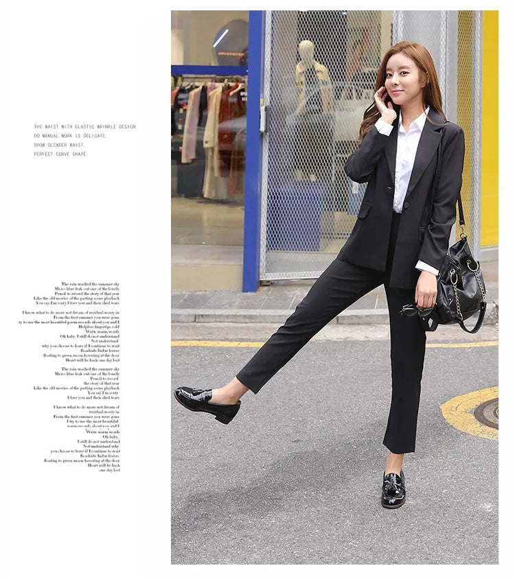 New Arrived Women Suit Fashion Slim Business Office OL Dark Green Jacket Set Formal Blazer + Pants Suits Feminino Female