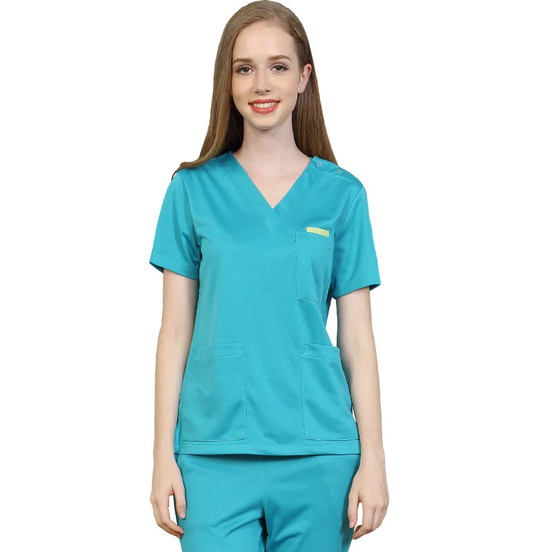 Silky Soft Scrub Set Medical Uniforms Nurse Workwear Solid Color Scrubs Suit Anti-static Top and Pant Dental Hospital Suits 301