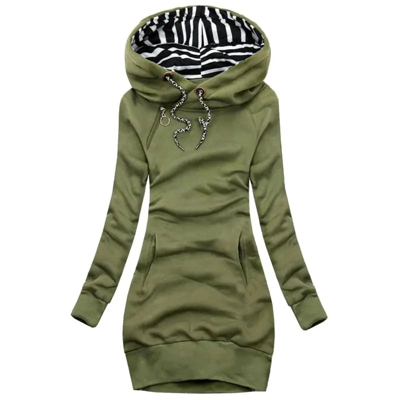 Women Fashion Hooded Sweater Dress Autumn and Winter Long Sleeve Hoodie Dress Slim Fit Pullovers Sweatshirt Dress