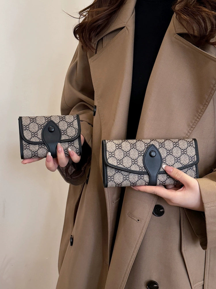Niche Style Classic Internet Celebrity Big Small Wallet Women's Short Multi-Card Foldable Vintage Buckle Long Handheld Coin Purse