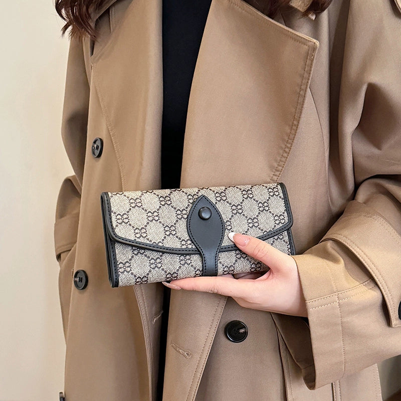 Niche Style Classic Internet Celebrity Big Small Wallet Women's Short Multi-Card Foldable Vintage Buckle Long Handheld Coin Purse