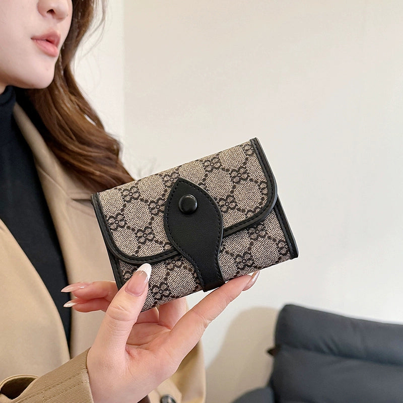 Niche Style Classic Internet Celebrity Big Small Wallet Women's Short Multi-Card Foldable Vintage Buckle Long Handheld Coin Purse