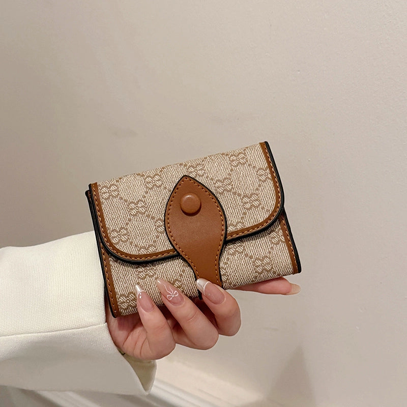 Niche Style Classic Internet Celebrity Big Small Wallet Women's Short Multi-Card Foldable Vintage Buckle Long Handheld Coin Purse