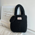 Woven Bag K-style Ins Pure Color Knitting Women's Pure Bag Cute Wool Handbag Autumn and Winter Wild Walking Hand Bag