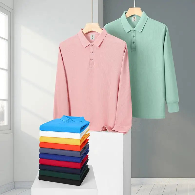 S-7XL Fashion Sportswear High Quality New-Design Men's Polos Shirts Long Sleeve 100% Cotton Casual Polos Customized Your LOGO