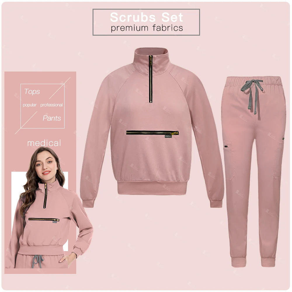 Surgical Uniforms Woman Beauty Salon Spa Work Clothes Long Sleeve Nursing Sets Medical Uniforms Clinical Suits Top Jogging Pants