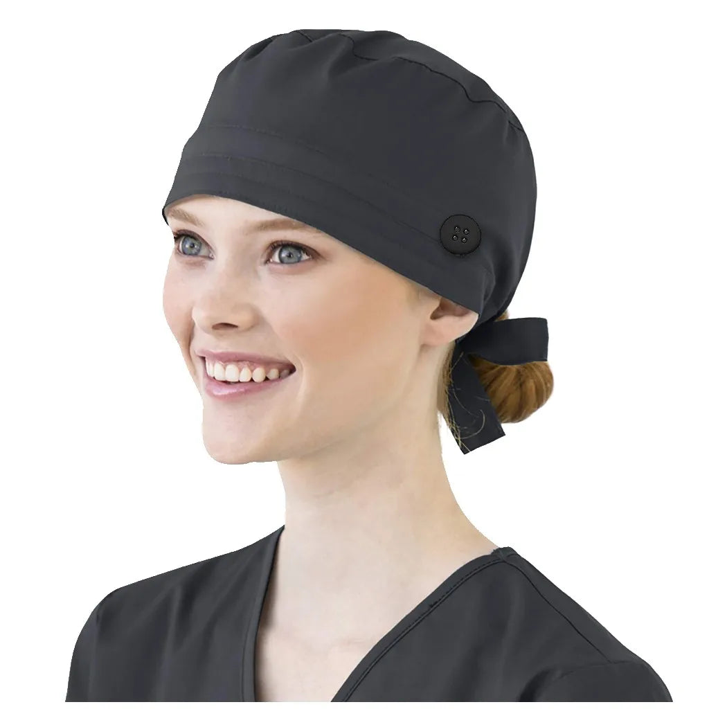 Solid Color Scrubs Caps With Button Pet Grooming Agency Work Scrubs Beauty Work Hats Lab Nursing Scrubs Cap Gorro Enfermera
