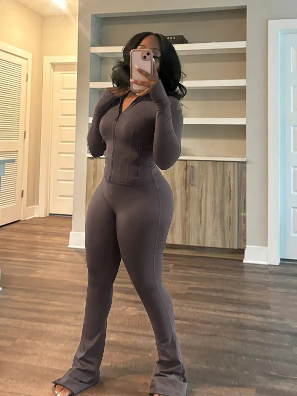 HLJ&GG Casual Solid Sporty Two Piece Sets Women Zipper Long Sleeve Slim Top And Skinny Pants Outfits Spring New 2pcs Tracksuits