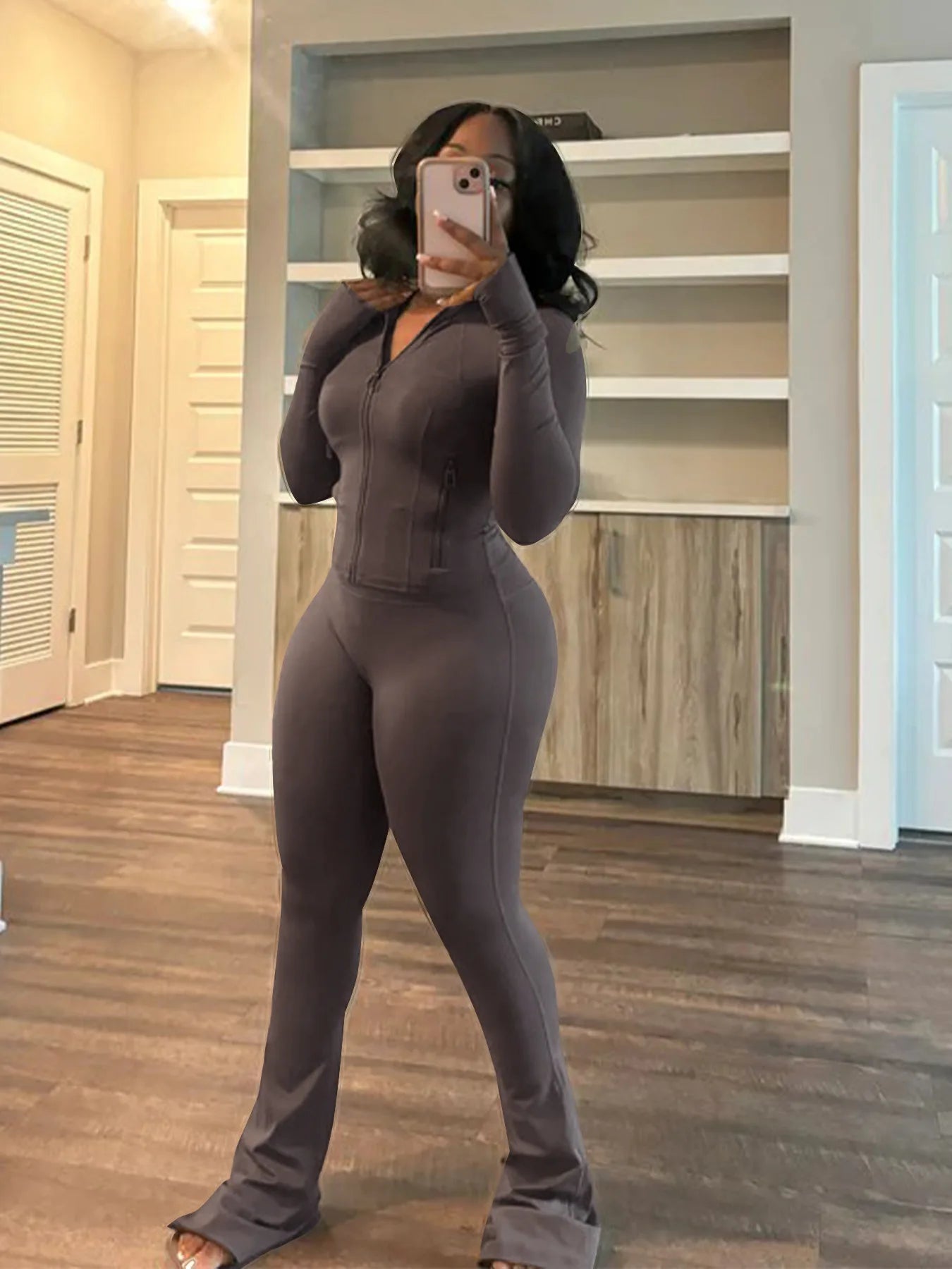 HLJ&GG Casual Solid Sporty Two Piece Sets Women Zipper Long Sleeve Slim Top And Skinny Pants Outfits Spring New 2pcs Tracksuits