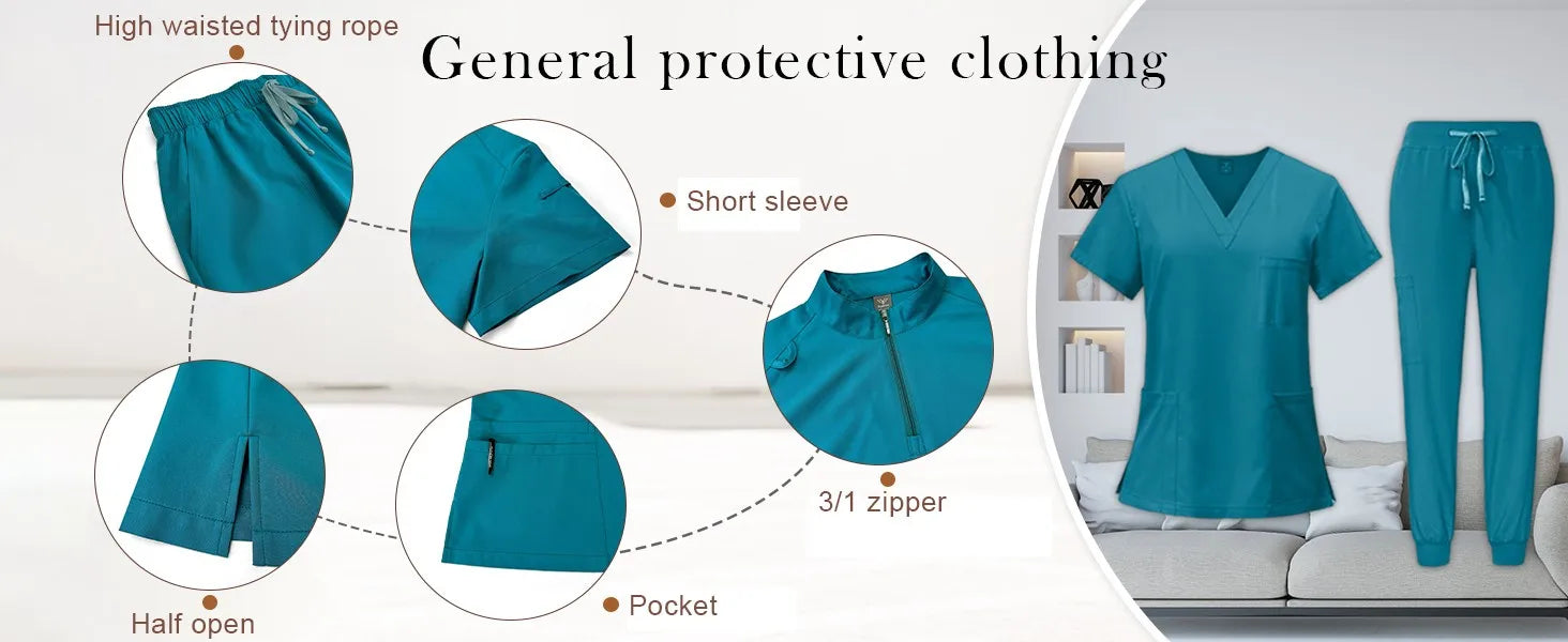Nursing Beauty Salon Work Clothes Short sleeved Health Services Nursing Suits Summer Fashion Pet Surgical Doctor Costume Women