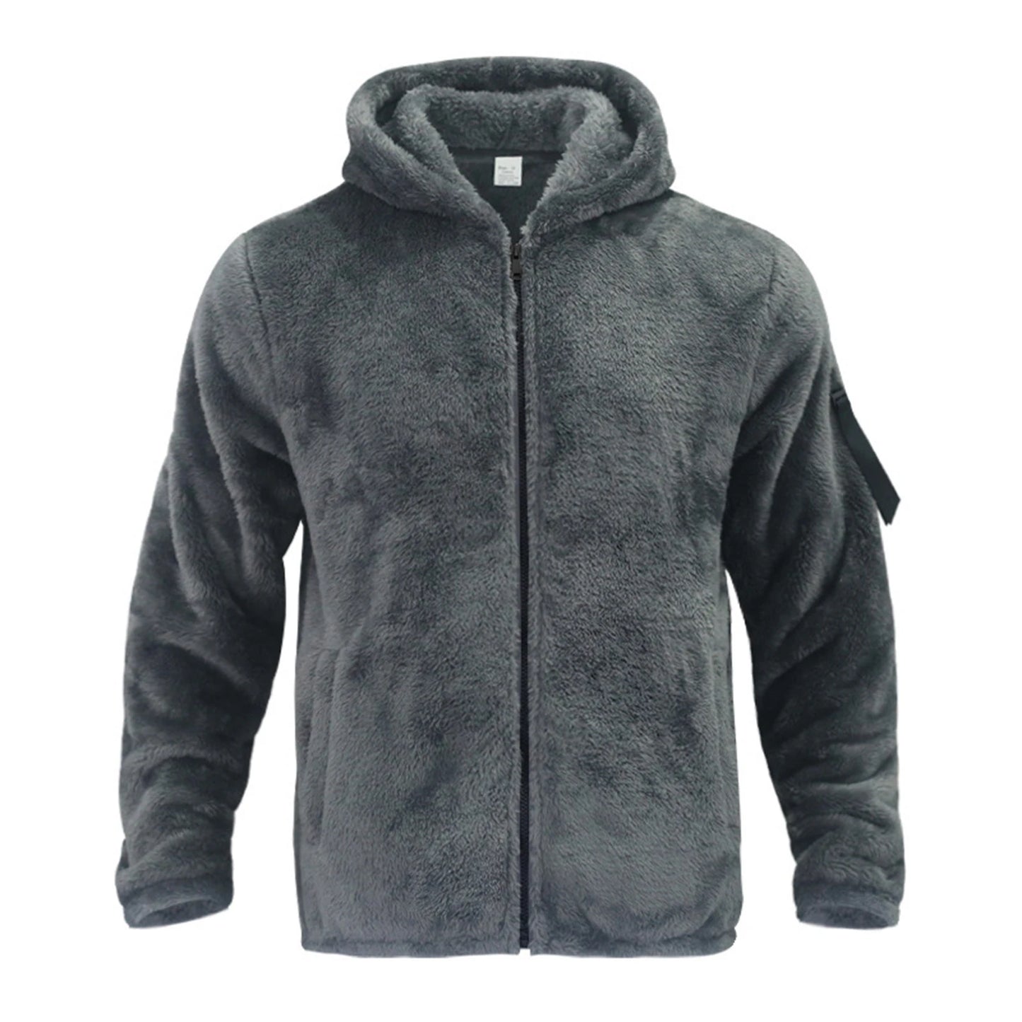 Winter Men'S Casual Loose Double-Sided Velvet Jacket Solid Color Zipper Hooded And Warm Jacket Suitable For Daily Wear