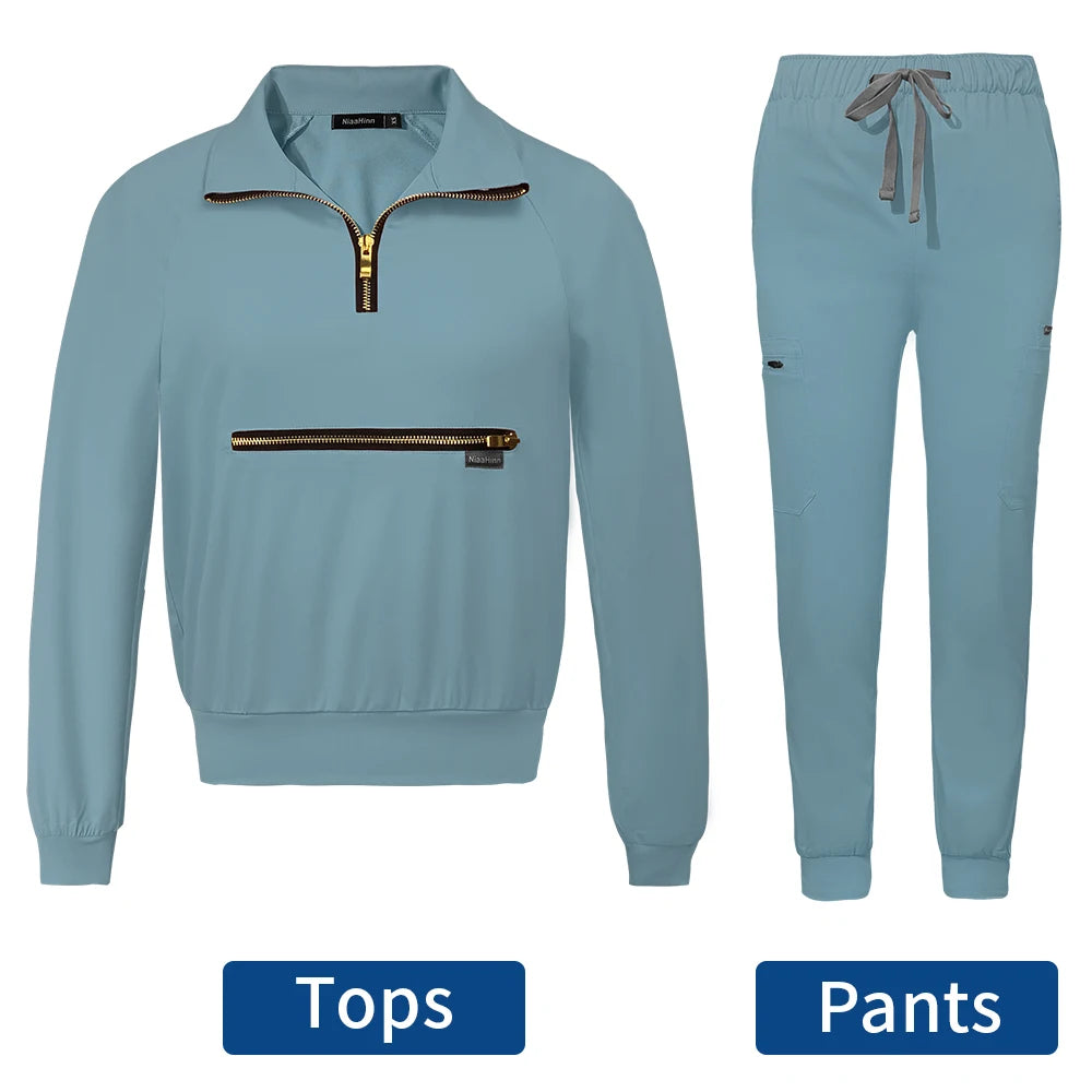 Spring Autumn Scrubs Uniform Hot Sale Custom Logo Long Sleeved Medical Hospital Sets Scrubs Woman Suit Veterinary Nurse Uniforms