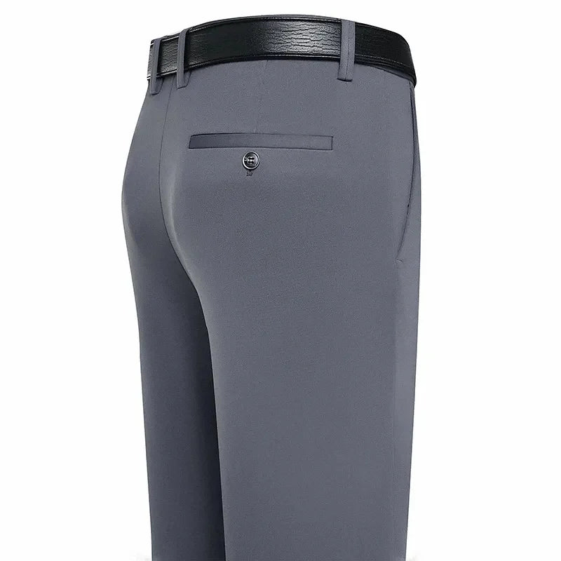 Men's Stretch Suit Pants Black Business Casual Trousers Office Summer Autumn Navy Grey Spandex Straight Pants