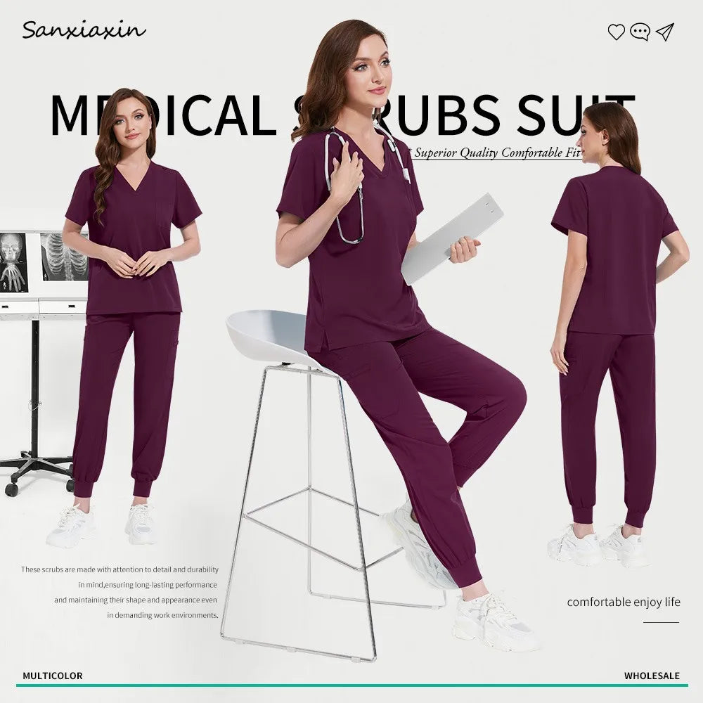 Beauty Salon Work Set Operating Room Scrub Nursing Uniforms with Antibacterial Wrinkle Doctor Medical Workwear Nurse Accessories