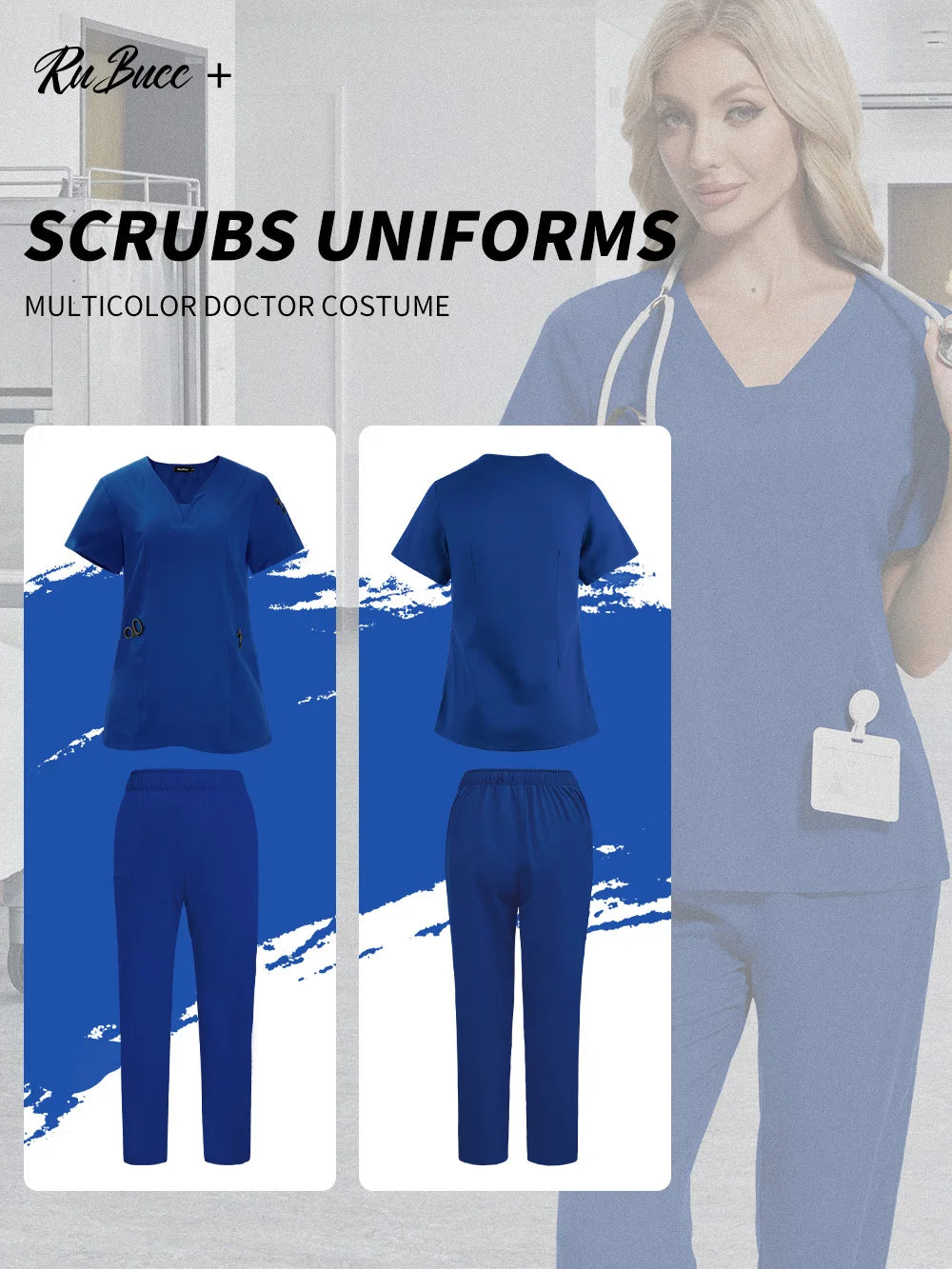 Pet Grooming Institutions Scrub Set Unisex V-Neck Beauty Salon Work Clothes Spa Uniforms Dentistry Surgical Scrub Tops Pants Set