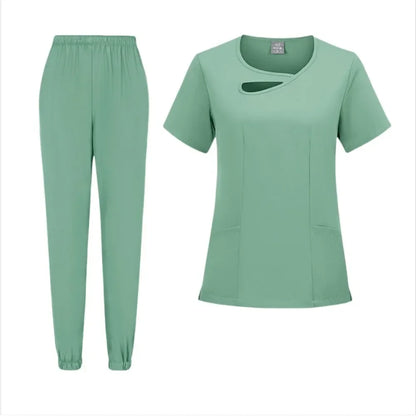 New Medical Doctor Nurse Surgical Uniforms Woman Scrub Set Beauty Salon Work Wear Clinical Scrubs Top-Pants Spa Nursing Tunic